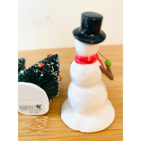 Department 56 Village Violin Playing Snowman and 4 Trees - Picture 3 of 5